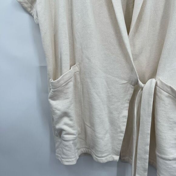 Eileen Fisher White Cotton Blend Festival Draped Kimono Wrap Jacket Size SP - Picture 2 of 6